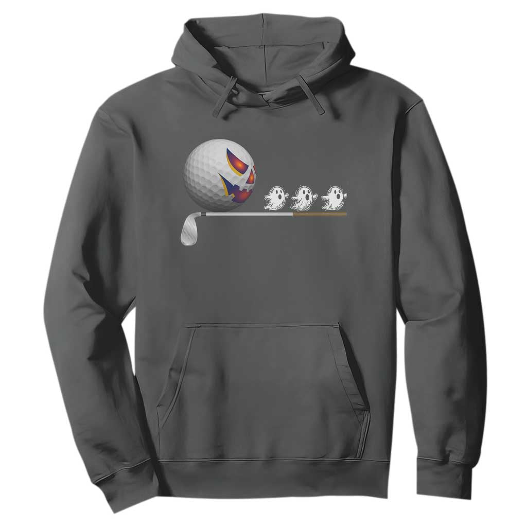 Funny Halloween Golf Pumpkin Chasing Ghost Gift Hoodie TS12 Dark Heather Print Your Wear