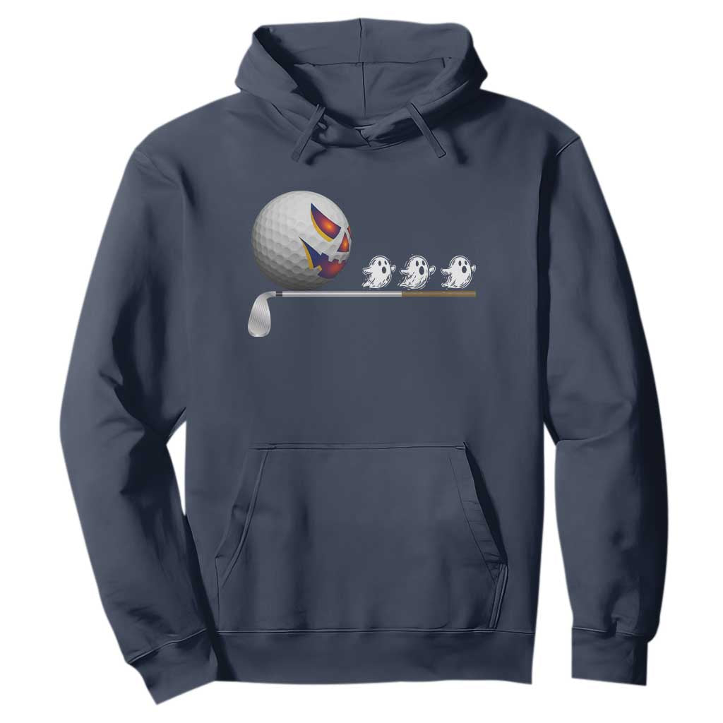 Funny Halloween Golf Pumpkin Chasing Ghost Gift Hoodie TS12 Navy Print Your Wear