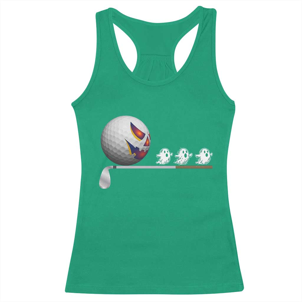 Funny Halloween Golf Pumpkin Chasing Ghost Gift Racerback Tank Top TS12 Irish Green Print Your Wear