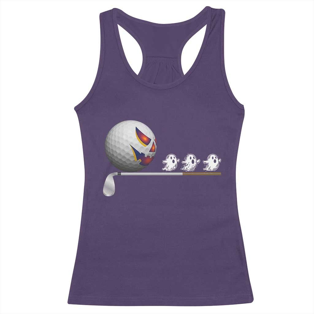 Funny Halloween Golf Pumpkin Chasing Ghost Gift Racerback Tank Top TS12 Purple Print Your Wear