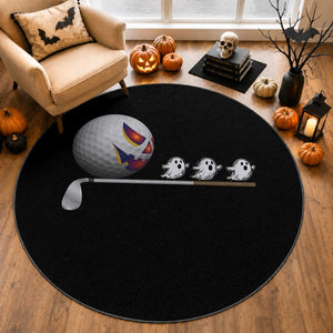 Funny Halloween Golf Pumpkin Chasing Ghost Gift Round Rug