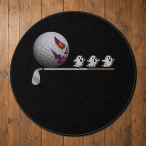 Funny Halloween Golf Pumpkin Chasing Ghost Gift Round Rug