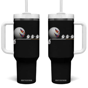 Funny Halloween Golf Pumpkin Chasing Ghost Gift Tumbler With Handle TS12 One Size: 40 oz Black Print Your Wear
