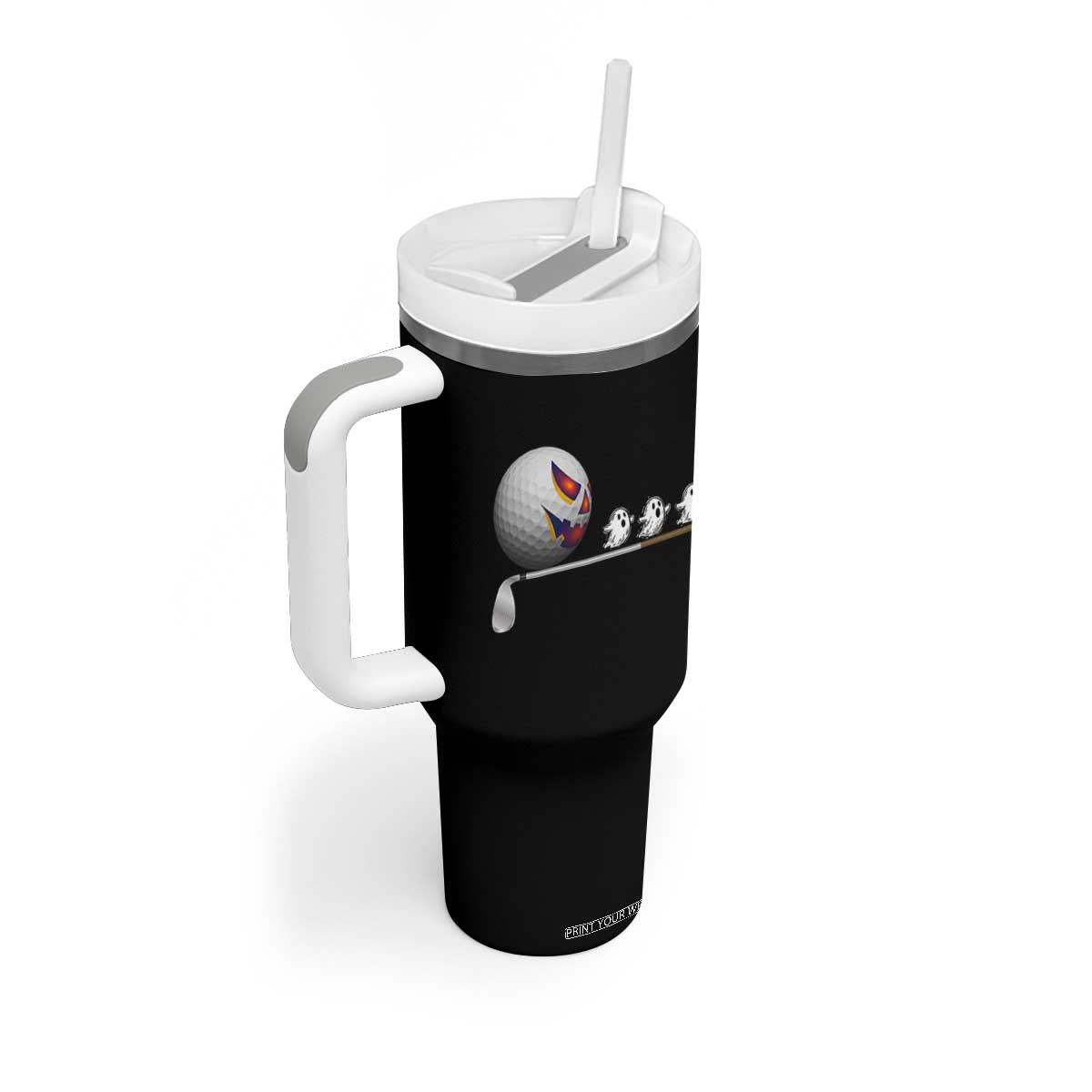 Funny Halloween Golf Pumpkin Chasing Ghost Gift Tumbler With Handle TS12 Print Your Wear