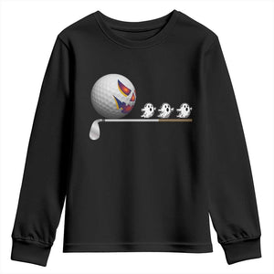 Funny Halloween Golf Pumpkin Chasing Ghost Gift Youth Sweatshirt TS12 Black Print Your Wear