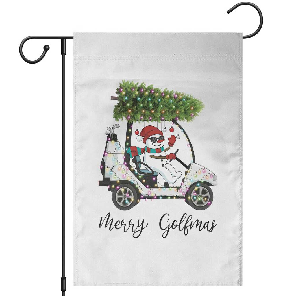 Funny Christmas Golf Garden Flag Snowman Driving Golf Cart Merry Golfmas TS12 White Print Your Wear