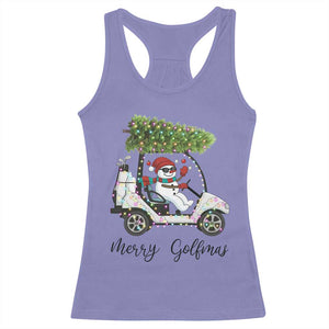 Funny Christmas Golf Racerback Tank Top Snowman Driving Golf Cart Merry Golfmas TS12 Violet Print Your Wear