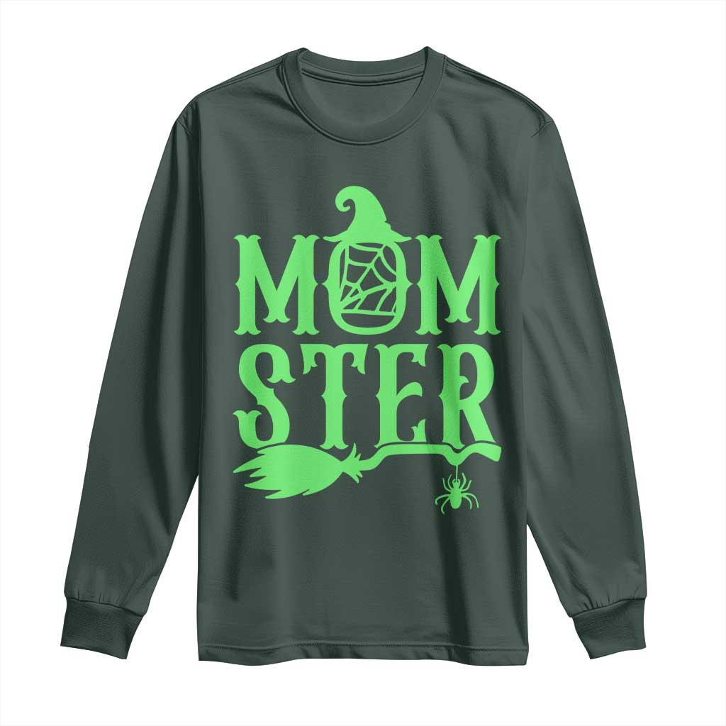 Funny Halloween Long Sleeve Shirt Momster Gift For Mom TS12 Dark Forest Green Print Your Wear