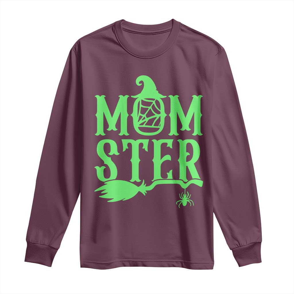 Funny Halloween Long Sleeve Shirt Momster Gift For Mom TS12 Maroon Print Your Wear