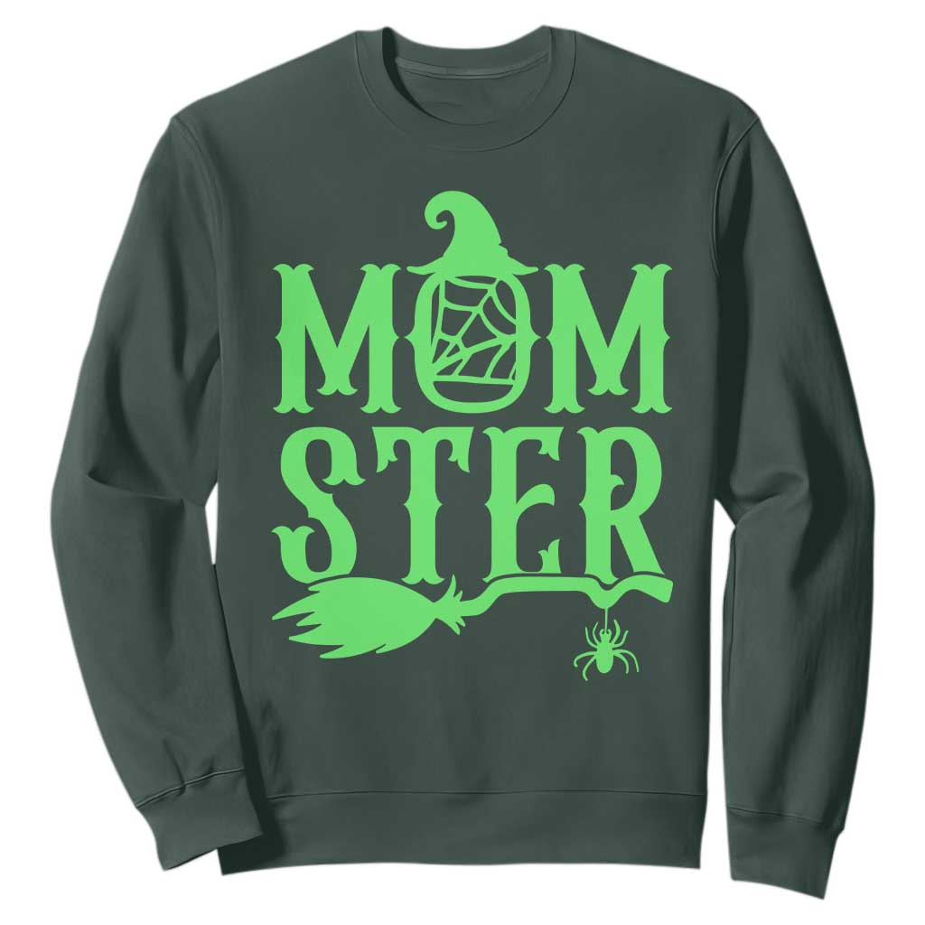 Funny Halloween Sweatshirt Momster Gift For Mom TS12 Dark Forest Green Print Your Wear