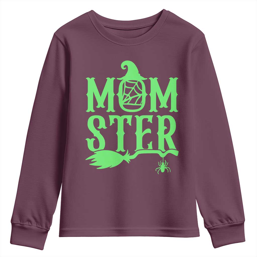 Funny Halloween Youth Sweatshirt Momster Gift For Mom TS12 Maroon Print Your Wear