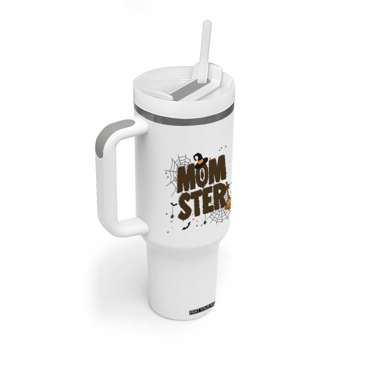 Halloween Mom Life Tumbler With Handle Funny Momster Quote TS12 Print Your Wear