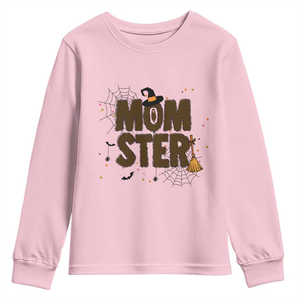 Halloween Mom Life Youth Sweatshirt Funny Momster Quote TS12 Light Pink Print Your Wear