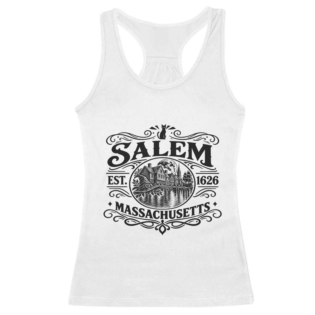 Vintage Salem Massachusetts Est 1626 Racerback Tank Top Witch Heritage Pride Gift