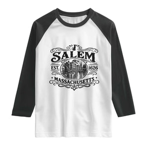 Vintage Salem Massachusetts Est 1626 Raglan Shirt Witch Heritage Pride Gift