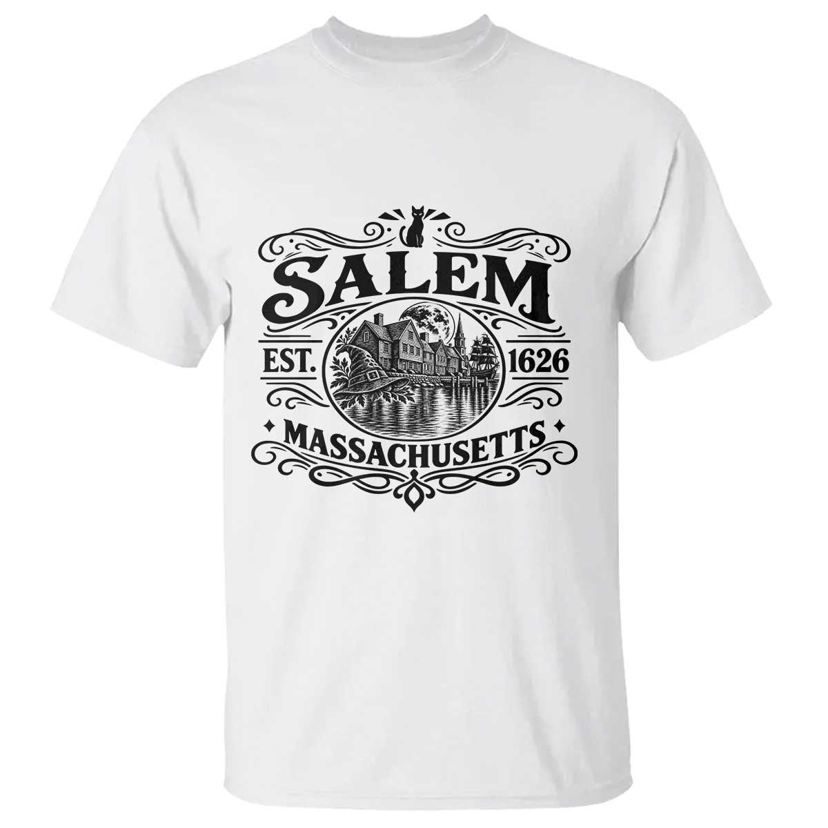Vintage Salem Massachusetts Est 1626 T Shirt Witch Heritage Pride Gift