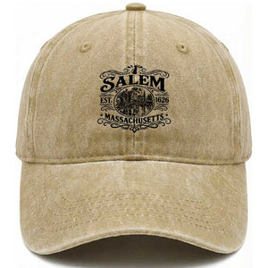 Vintage Salem Massachusetts Est 1626 Washed Cotton Baseball Cap Witch Heritage Pride Gift