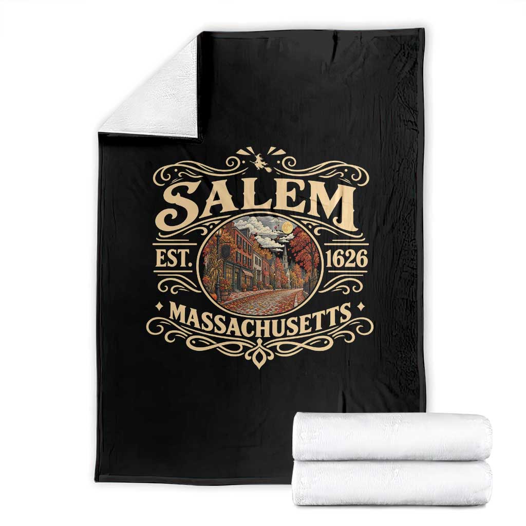 Salem Massachusetts Est 1626 Witch Heritage Throw Blanket Vintage Pride Gift For History Lover