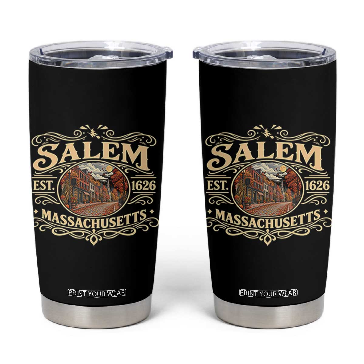 Salem Massachusetts Est 1626 Witch Heritage Tumbler Cup Vintage Pride Gift For History Lover