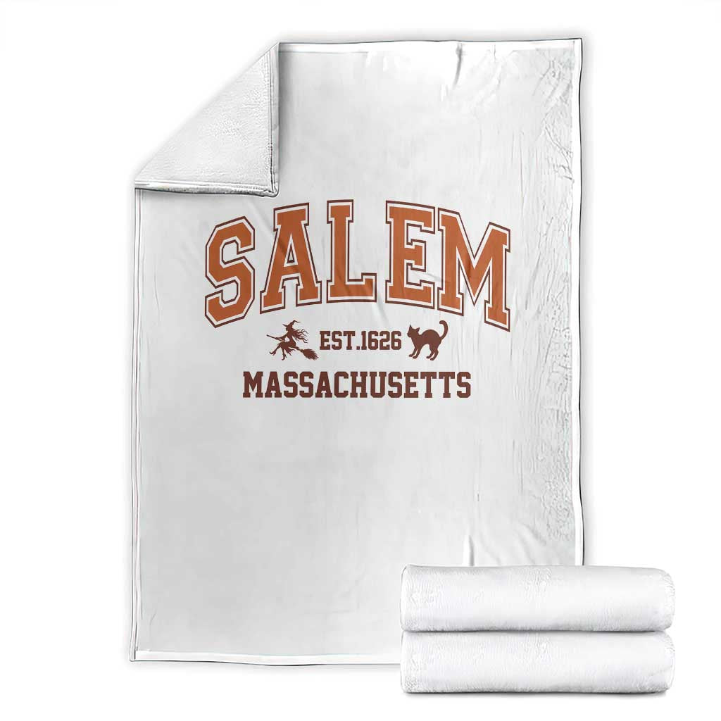 Salem Massachusetts Est 1626 Throw Blanket Vintage Witch City History Graphic