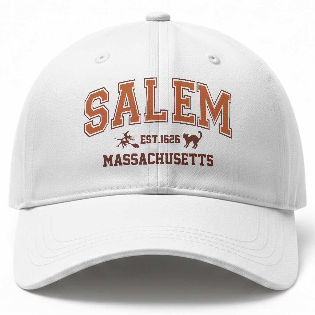 Salem Massachusetts Est 1626 Baseball Cap Vintage Witch City History Graphic