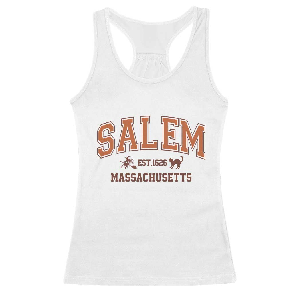 Salem Massachusetts Est 1626 Racerback Tank Top Vintage Witch City History Graphic