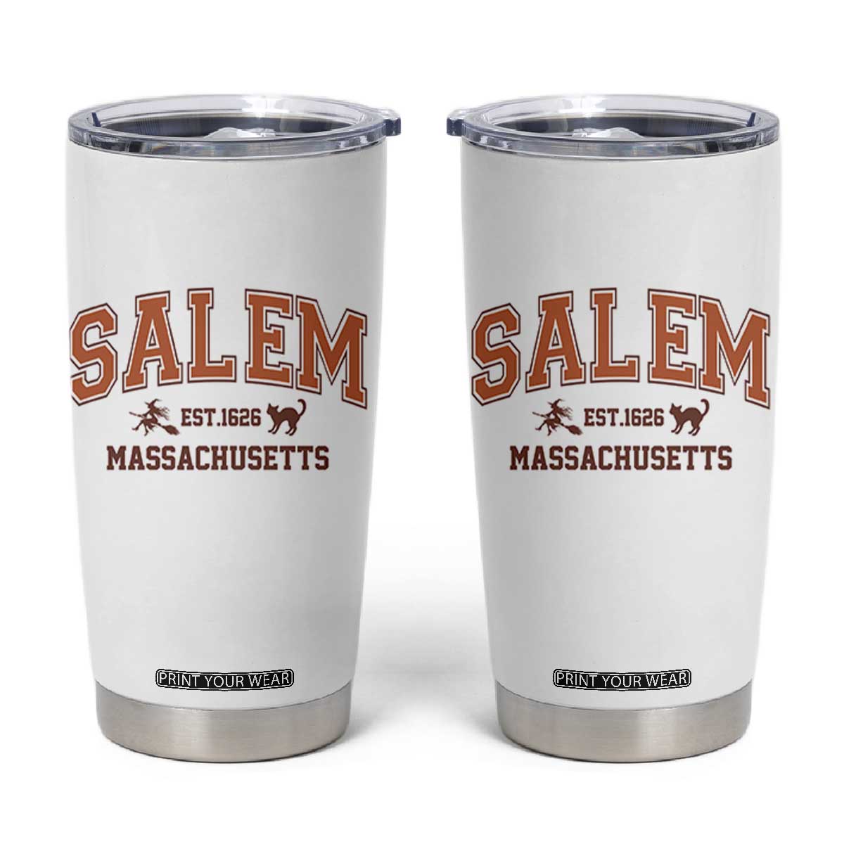 Salem Massachusetts Est 1626 Tumbler Cup Vintage Witch City History Graphic