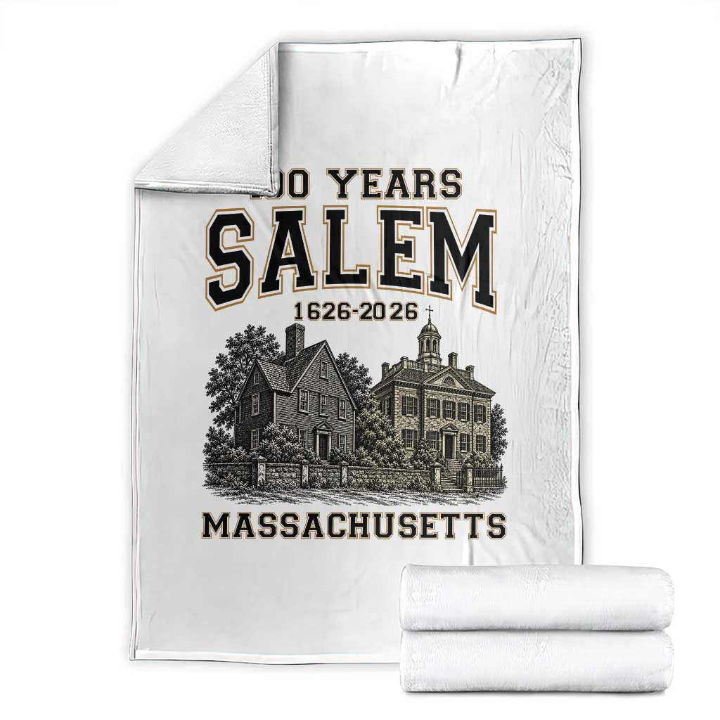 Vintage Salem Massachusetts 400th Anniversary Throw Blanket 1626 2026 Halloween Witch City History Gift