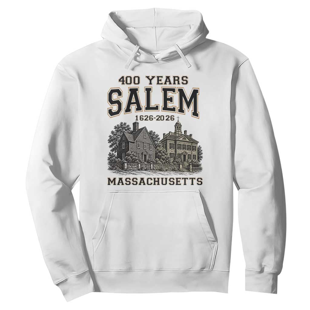 Vintage Salem Massachusetts 400th Anniversary Hoodie 1626 2026 Halloween Witch City History Gift