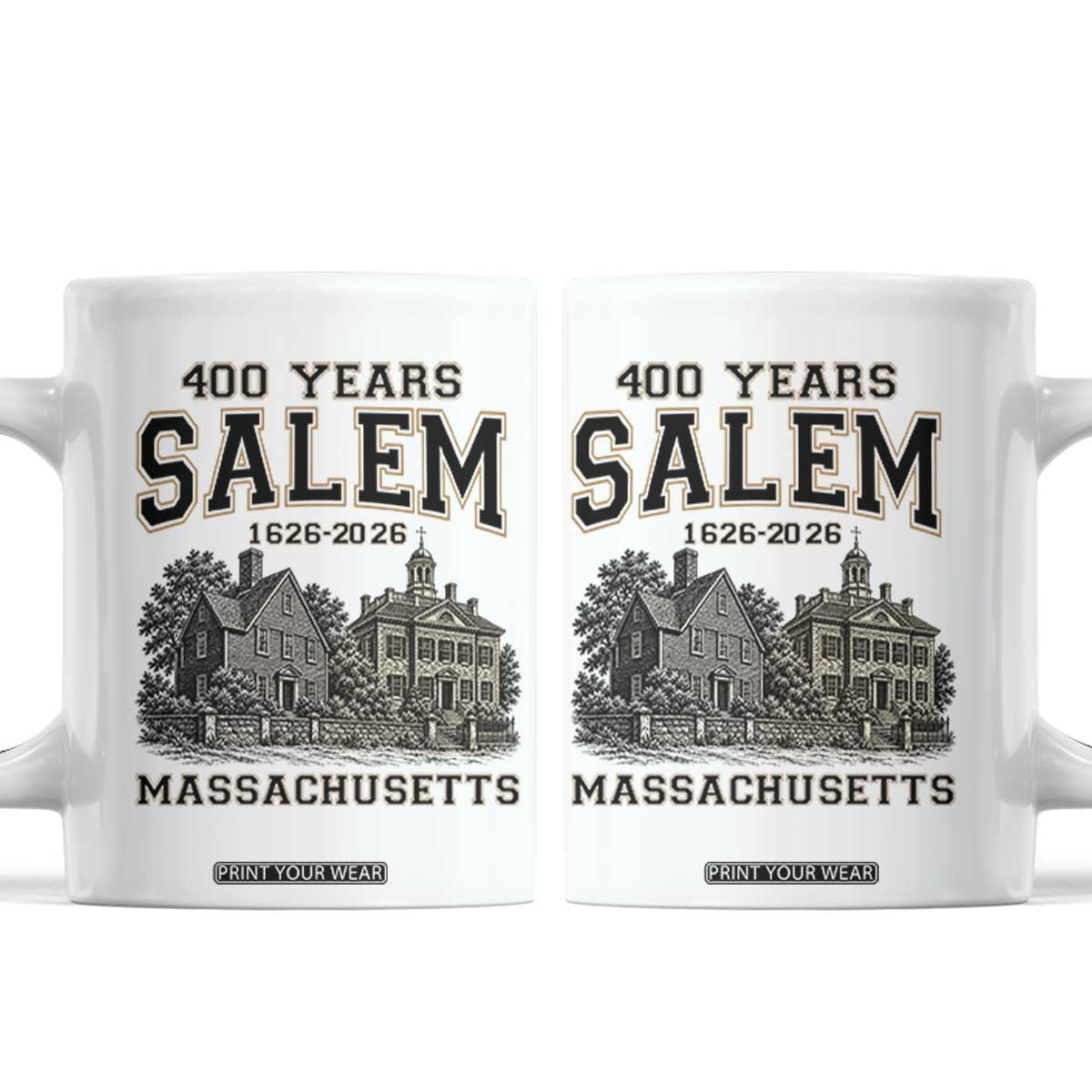 Vintage Salem Massachusetts 400th Anniversary Coffee Mug 1626 2026 Halloween Witch City History Gift