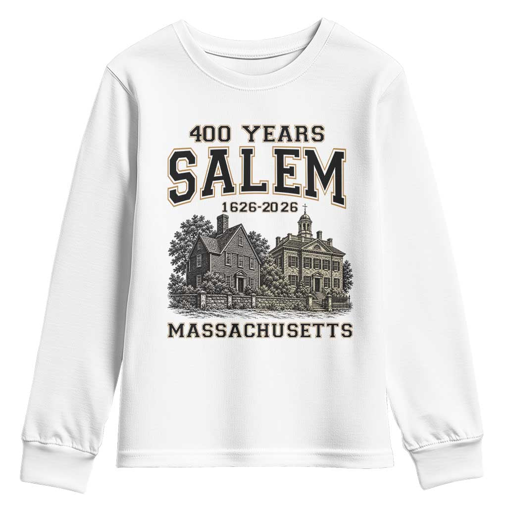 Vintage Salem Massachusetts 400th Anniversary Youth Sweatshirt 1626 2026 Halloween Witch City History Gift