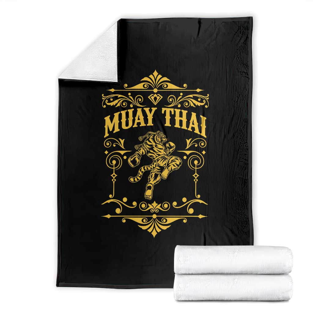 Muay Thai Tiger Fighter Throw Blanket Vintage Combat Sports Gift