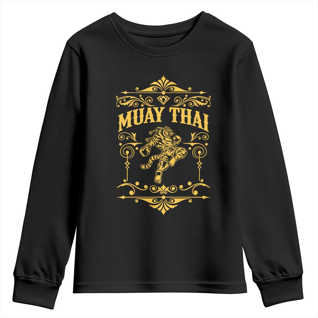 Muay Thai Tiger Fighter Youth Sweatshirt Vintage Combat Sports Gift