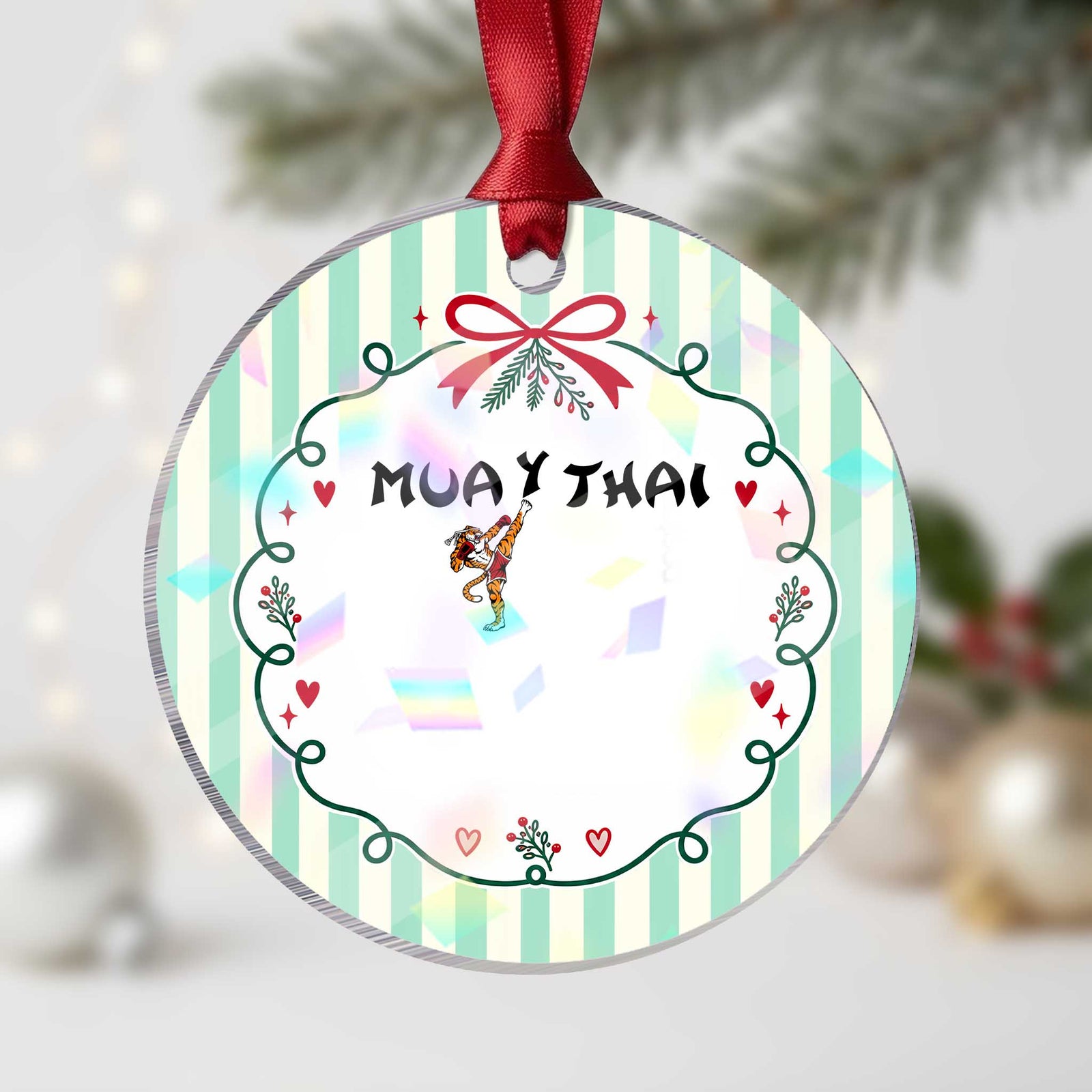 Funny Muay Thai Tiger Holographic Acrylic Ornament Fighter Combat Sports Gift