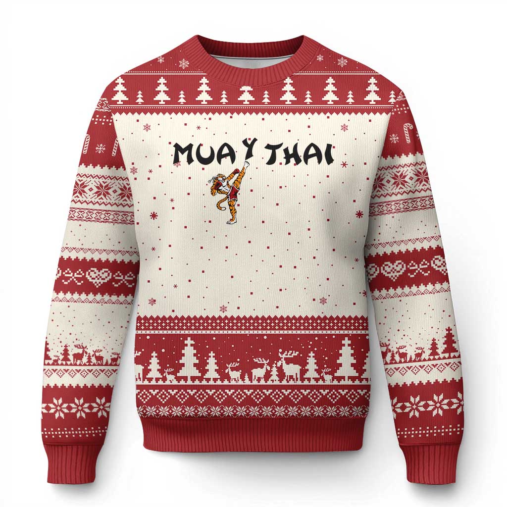 Funny Muay Thai Tiger Ugly Christmas Sweater Fighter Combat Sports Gift