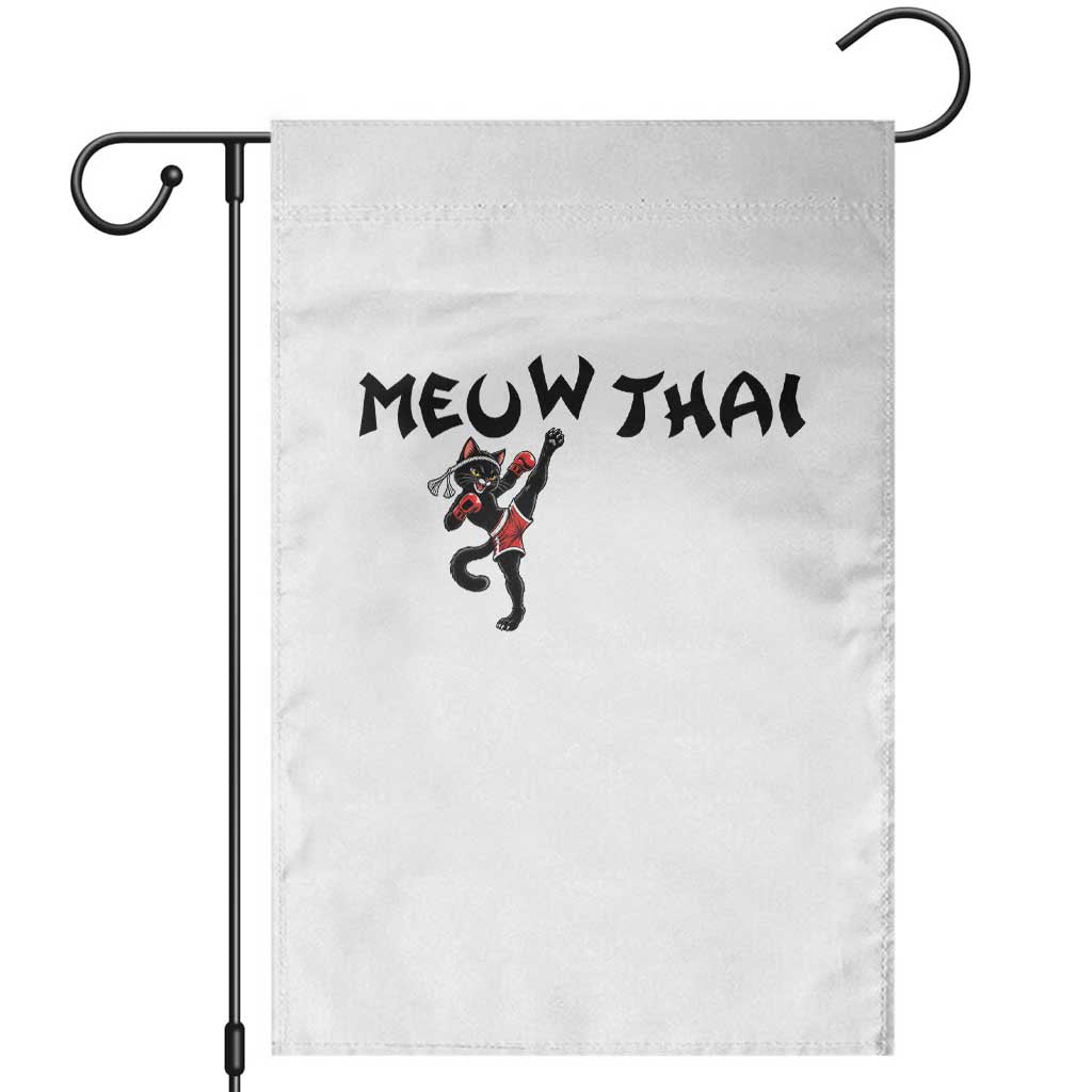 Funny Black Cat Muay Thai Garden Flag Meow Thai Kickboxing Martial Arts Gift