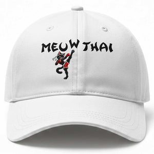 Funny Black Cat Muay Thai Baseball Cap Meow Thai Kickboxing Martial Arts Gift