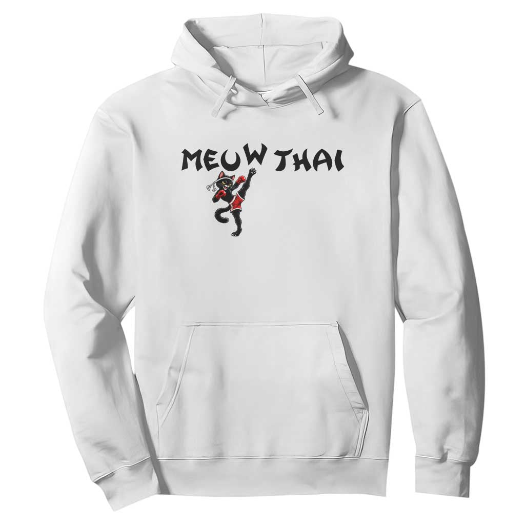 Funny Black Cat Muay Thai Hoodie Meow Thai Kickboxing Martial Arts Gift