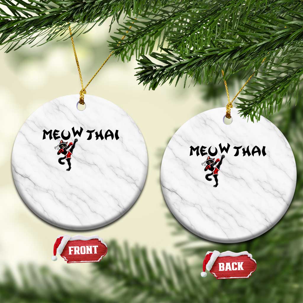 Funny Black Cat Muay Thai Ceramic Ornament Meow Thai Kickboxing Martial Arts Gift