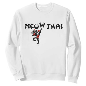 Funny Black Cat Muay Thai Sweatshirt Meow Thai Kickboxing Martial Arts Gift
