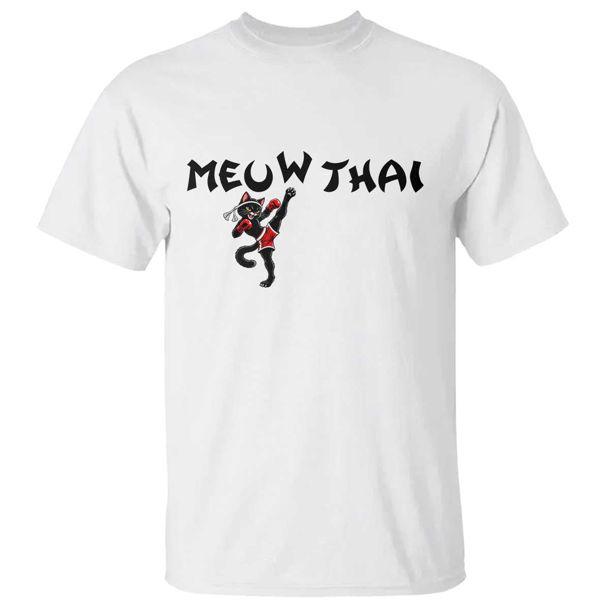 Funny Black Cat Muay Thai T Shirt Meow Thai Kickboxing Martial Arts Gift