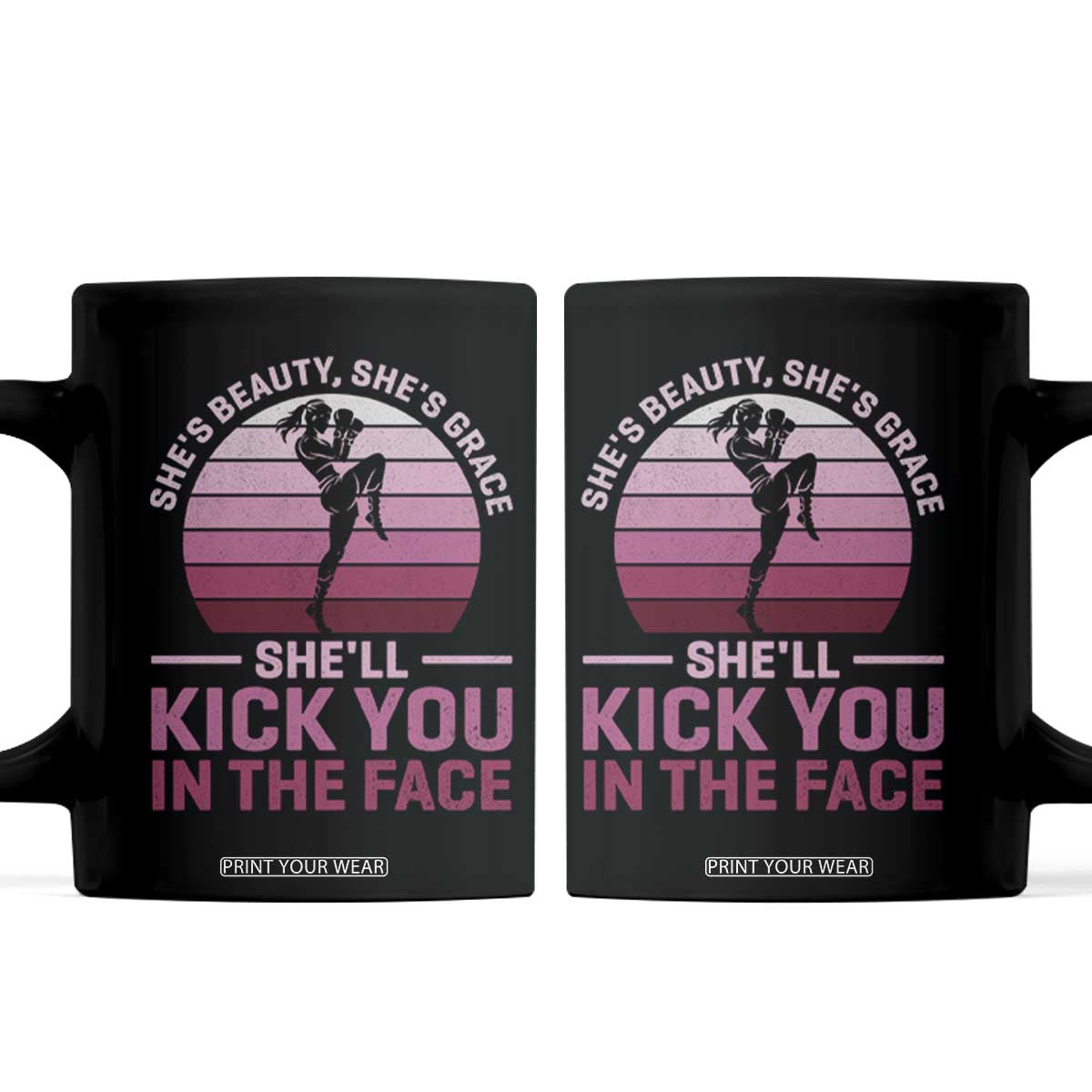 Vintage Kickboxing Girl Coffee Mug Shes Beauty Shes Grace She Will Kick You In The Face