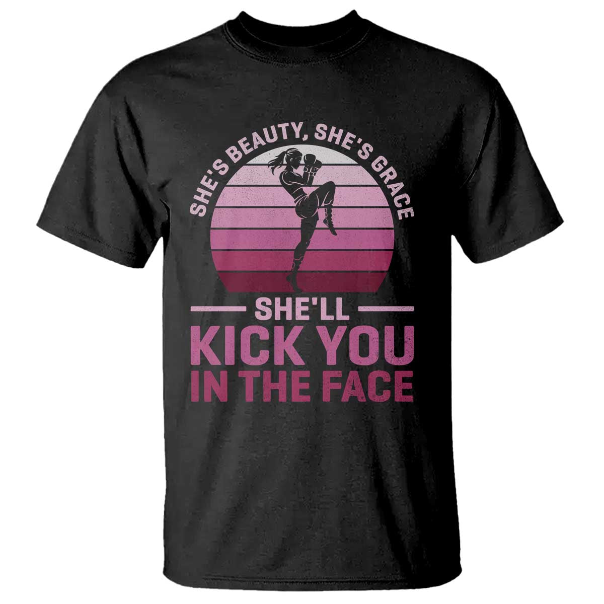 Vintage Kickboxing Girl T Shirt Shes Beauty Shes Grace She Will Kick You In The Face