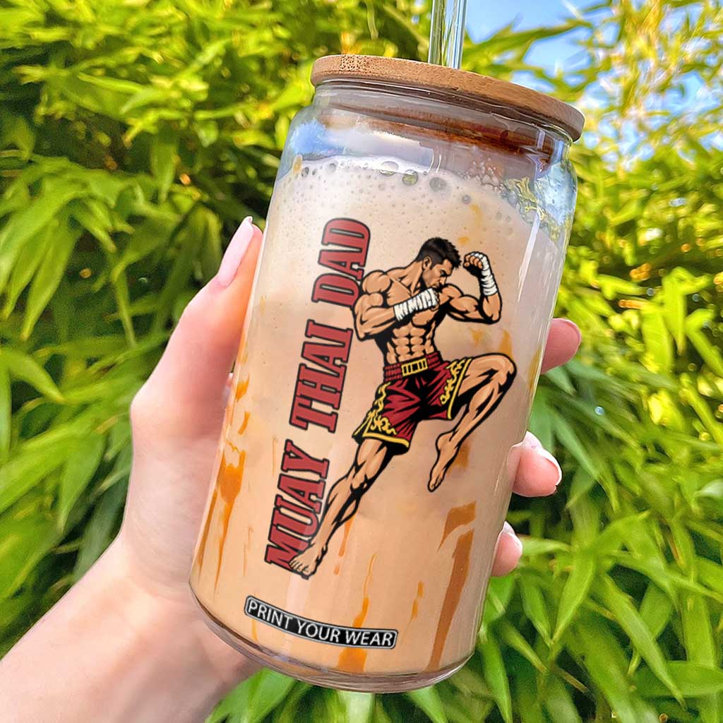 Vintage Muay Thai Dad Glass Can Kickboxing Martial Arts Fighter Gift