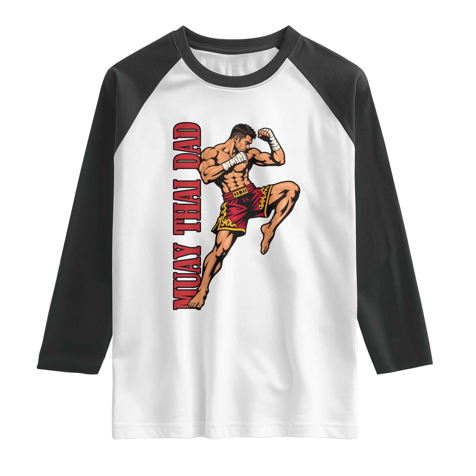 Vintage Muay Thai Dad Raglan Shirt Kickboxing Martial Arts Fighter Gift