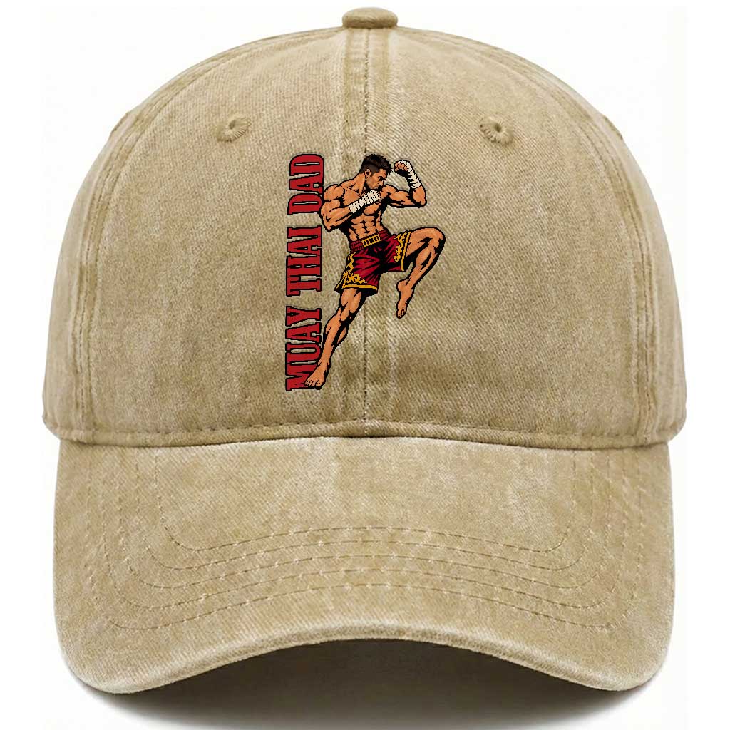 Vintage Muay Thai Dad Washed Cotton Baseball Cap Kickboxing Martial Arts Fighter Gift