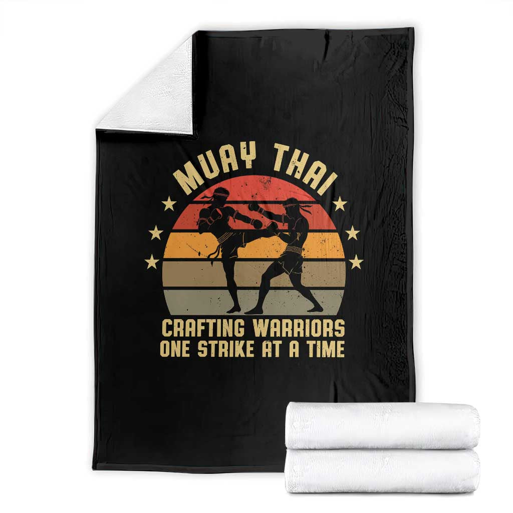 Vintage Muay Thai Crafting Warriors Throw Blanket One Strike At A Time Kickboxing Martial Arts Gift