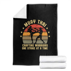 Vintage Muay Thai Crafting Warriors Throw Blanket One Strike At A Time Kickboxing Martial Arts Gift