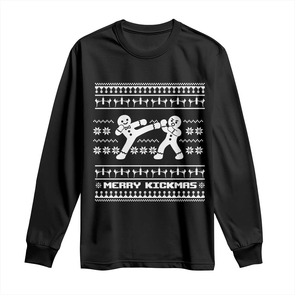 Funny Muay Thai Christmas Long Sleeve Shirt Merry Kickmas Gingerbread Fighter Kickboxing Gift