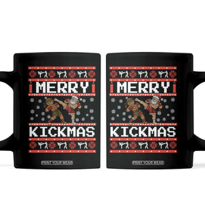 Funny Muay Thai Christmas Coffee Mug Merry Kickmas Santa Vs Gingerbread Man Fighter